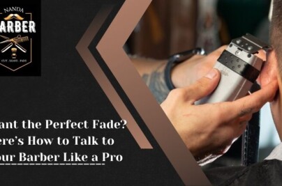 Man getting a perfect fade haircut at a barber shop