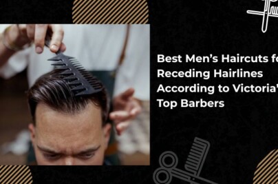 Barber styling men's hair with receding hairline